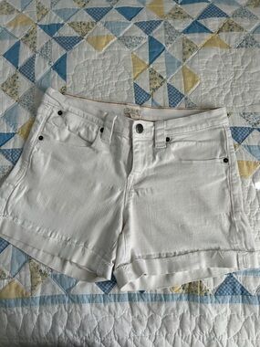 J. Crew White Denim Stretch Cuffed Shorts